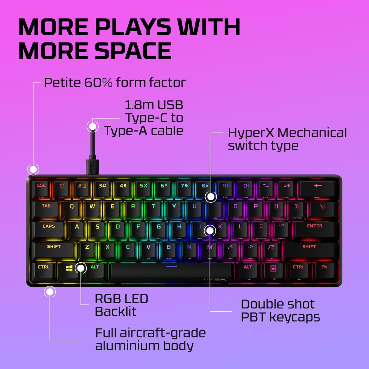 HyperX Alloy Origins 60 Mechanical Gaming Keyboard — 3