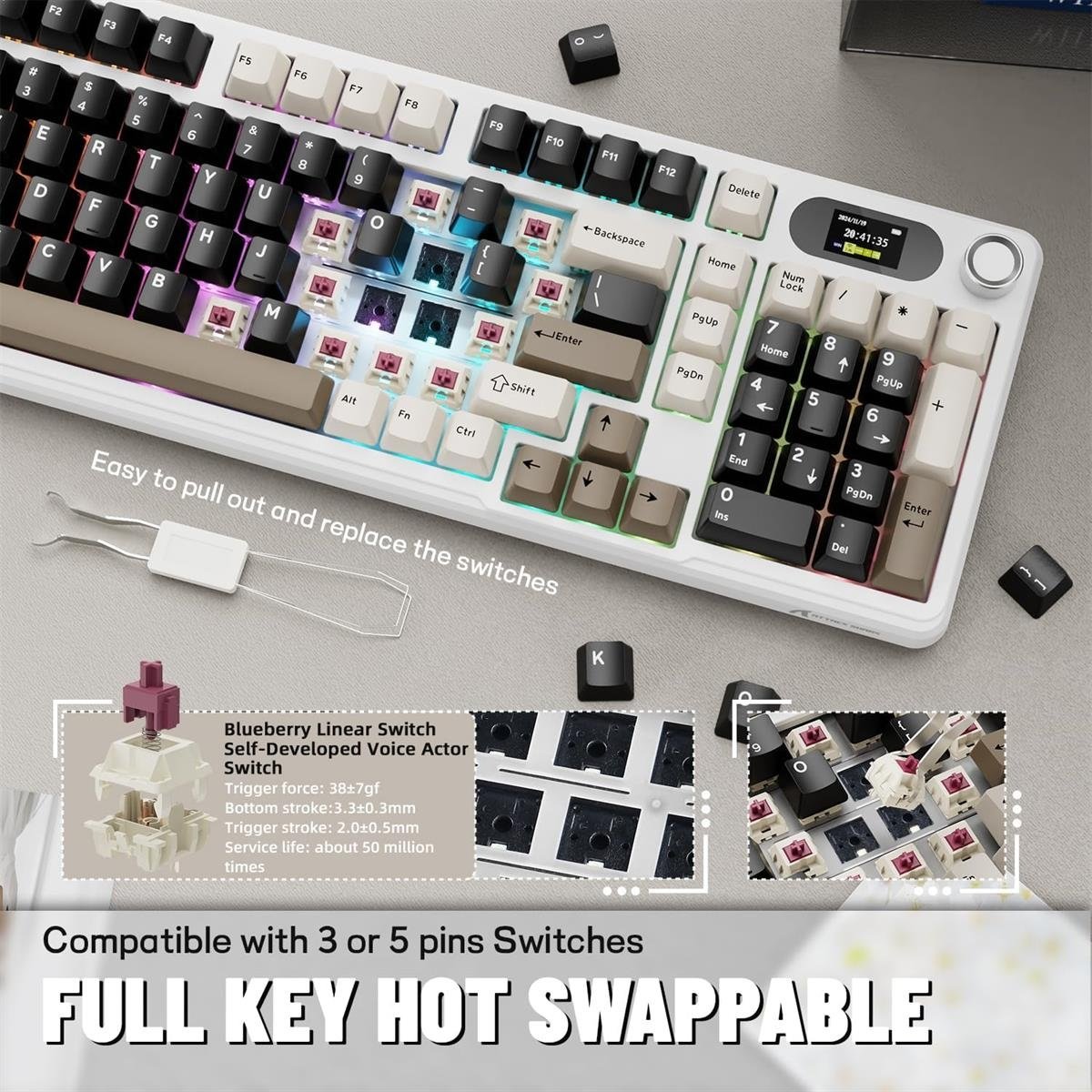 Attack Shark X98 Pro Wireless Mechanical Keyboard – Cheese White — 3