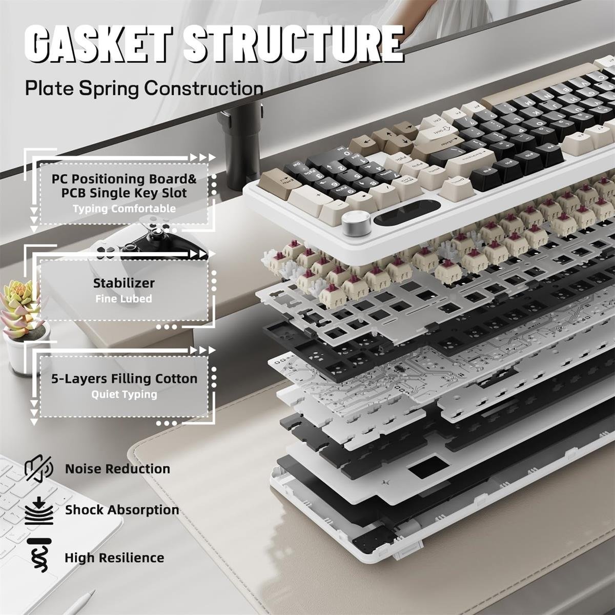 Attack Shark X98 Pro Wireless Mechanical Keyboard – Cheese White — 4