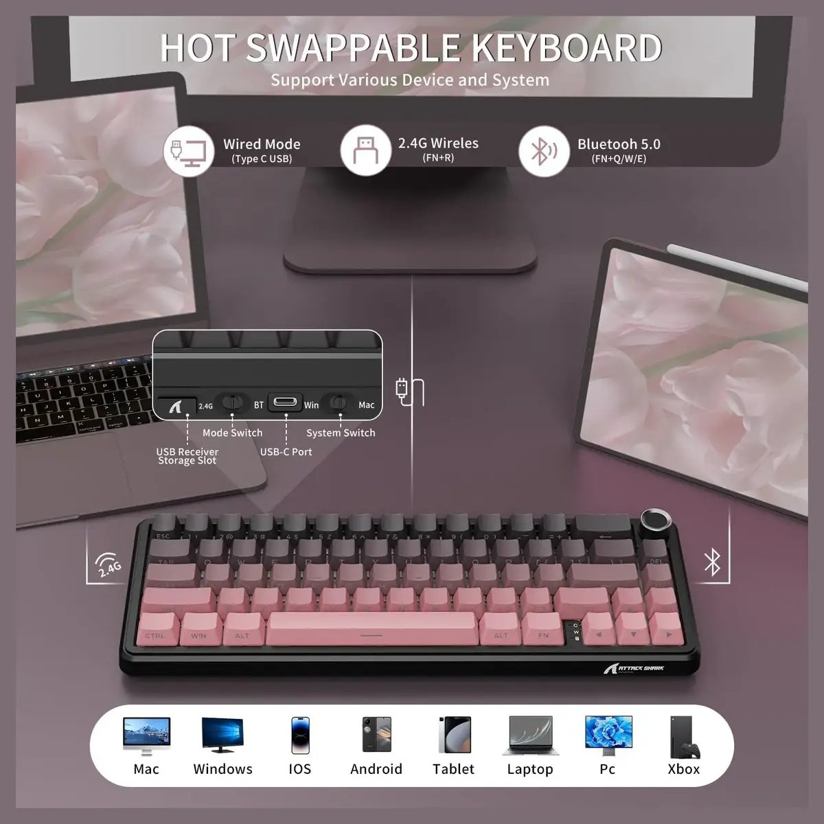 Attack Shark X66 Moonlight Wireless Mechanical Keyboard — 3