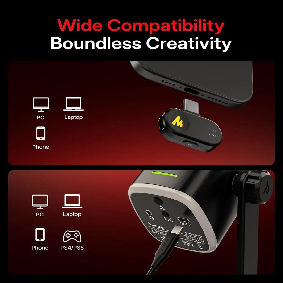 Maono PD100W Wireless Podcast Microphone — 2