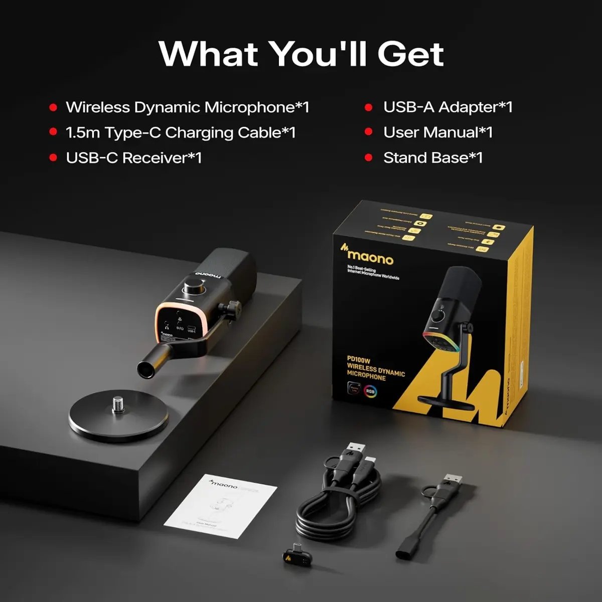 Maono PD100W Wireless Podcast Microphone — 4