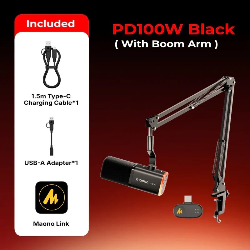 Maono PD100W S Wireless Podcast Microphone with Stand — 4