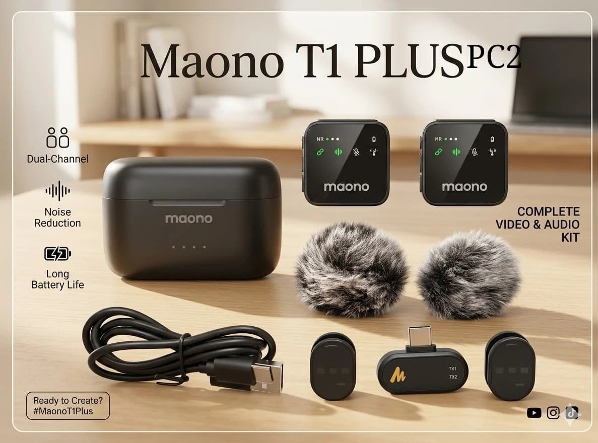 Maono Wave T1 Plus PC2 Type-C Wireless Microphone — 5