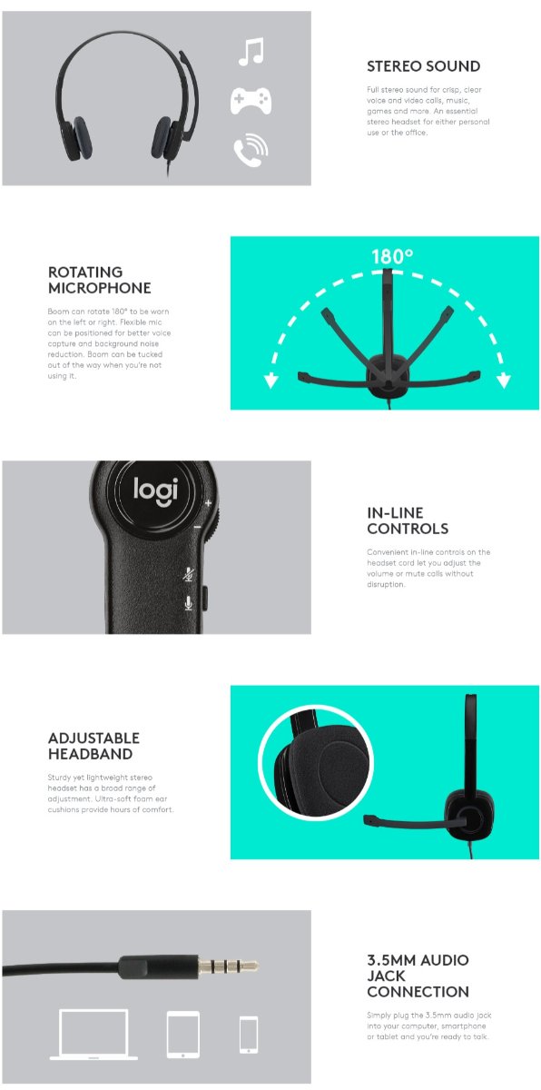Logitech H151 Stereo Headset — 4