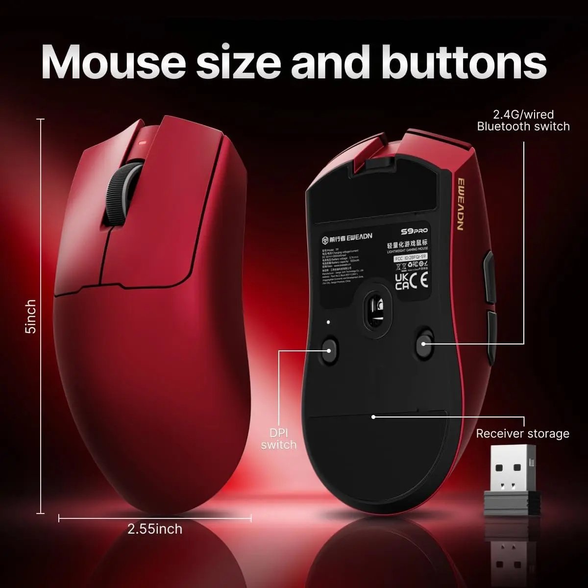 EWEADN S9 Pro Wireless Gaming Mouse — 2