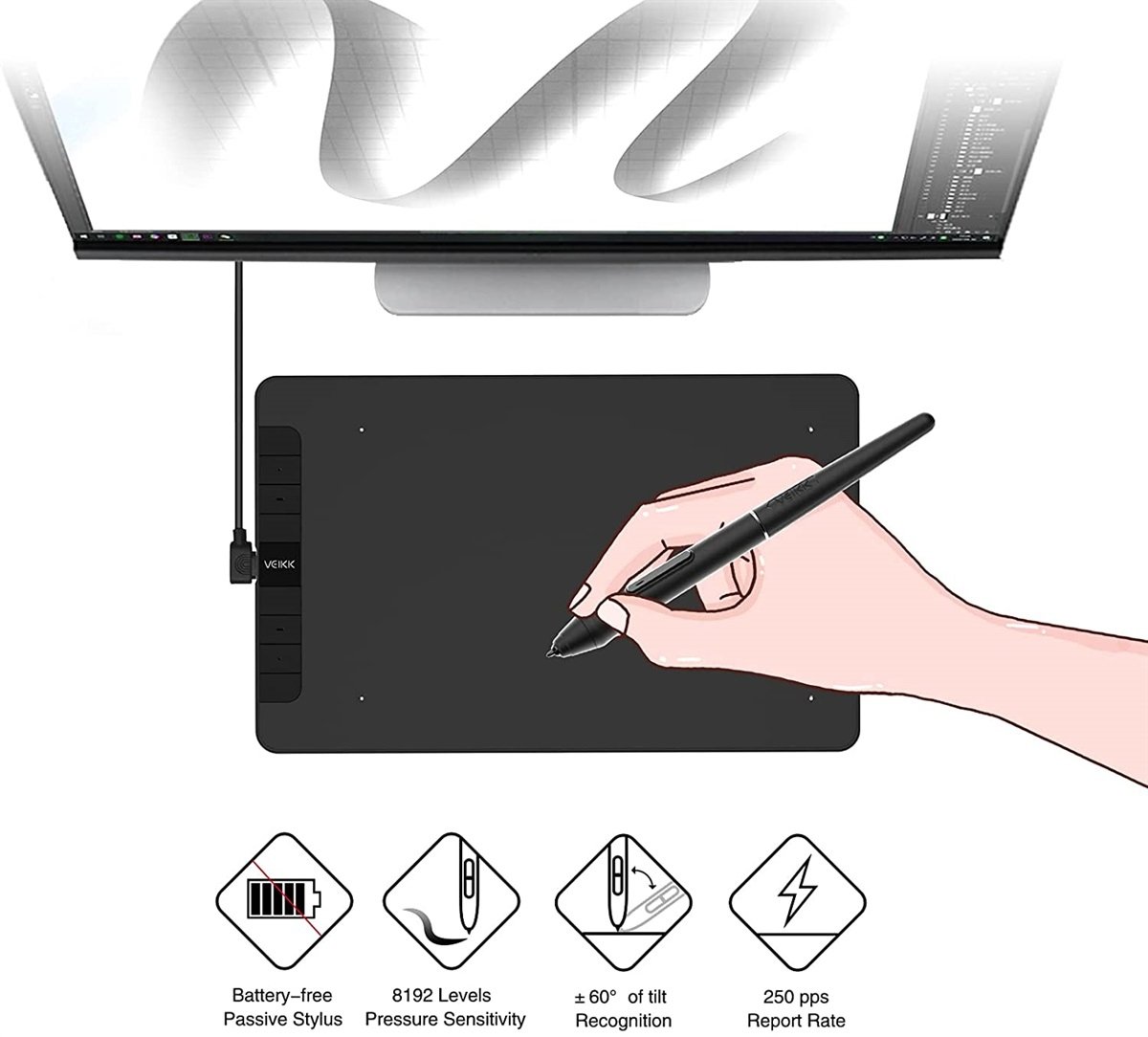 VEIKK VK1060 Drawing Tablet — 3