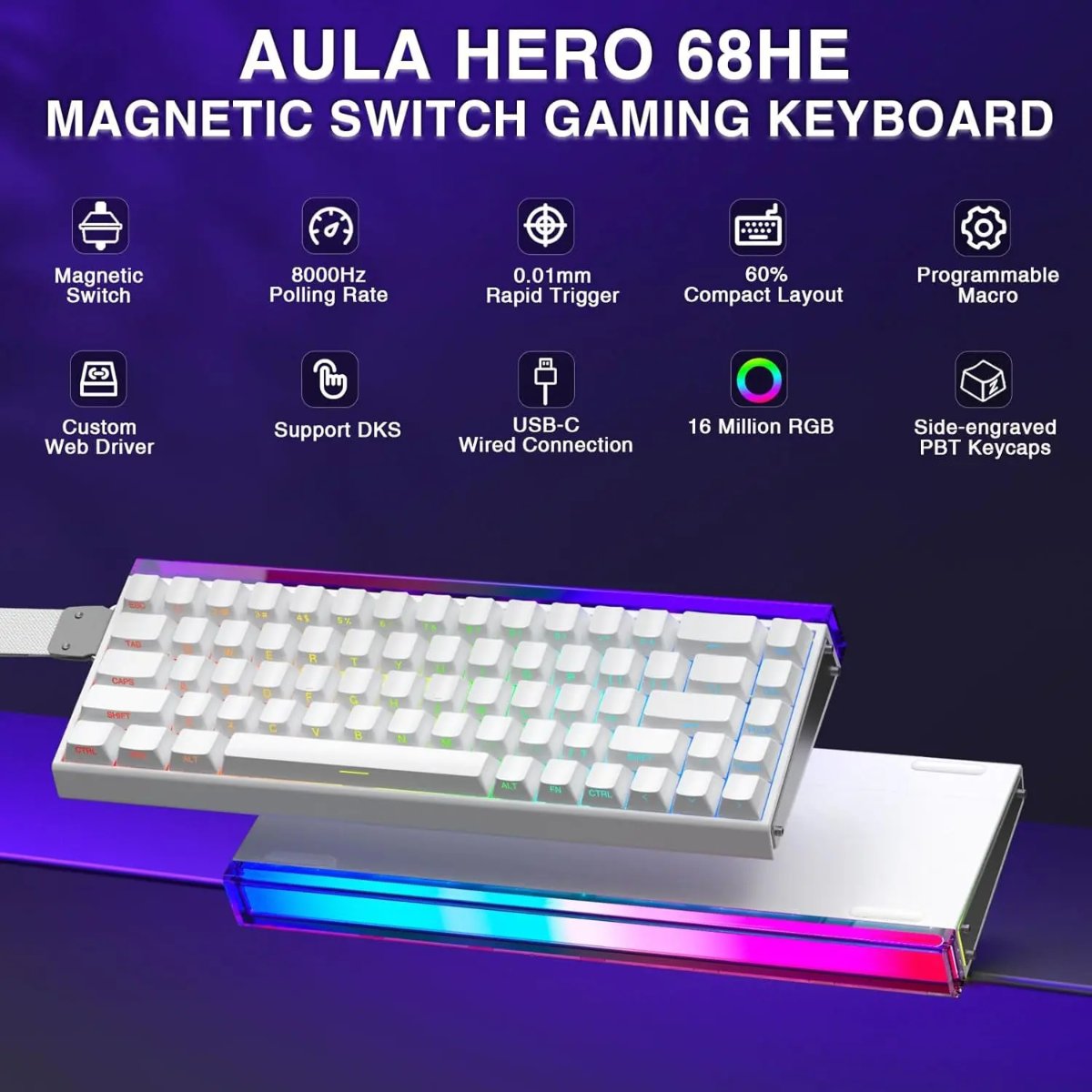 AULA HERO 68 White Contour — 2