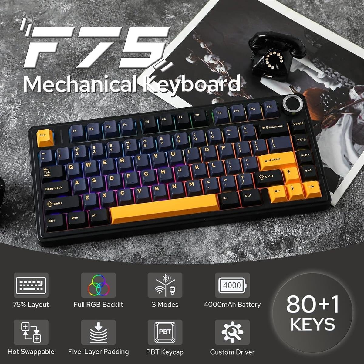 AULA F75 Black Contour — 2