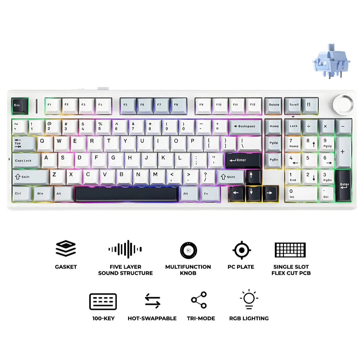 AULA F99 Pro Blue White Black Purple — 2
