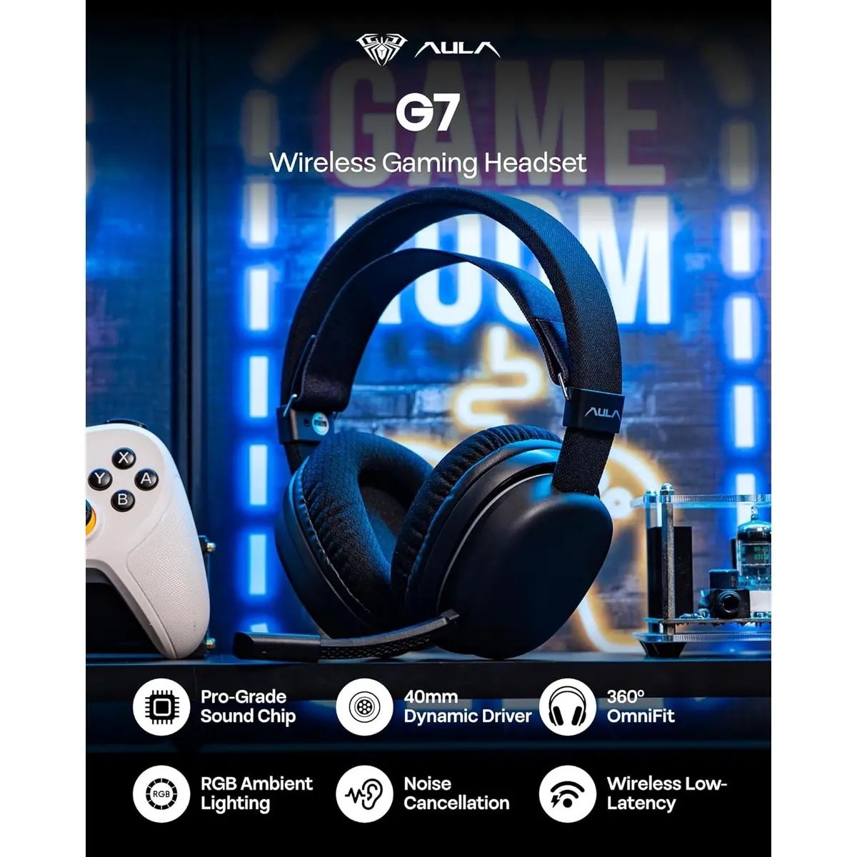 AULA G7 Black Wireless Gaming Headset — 2