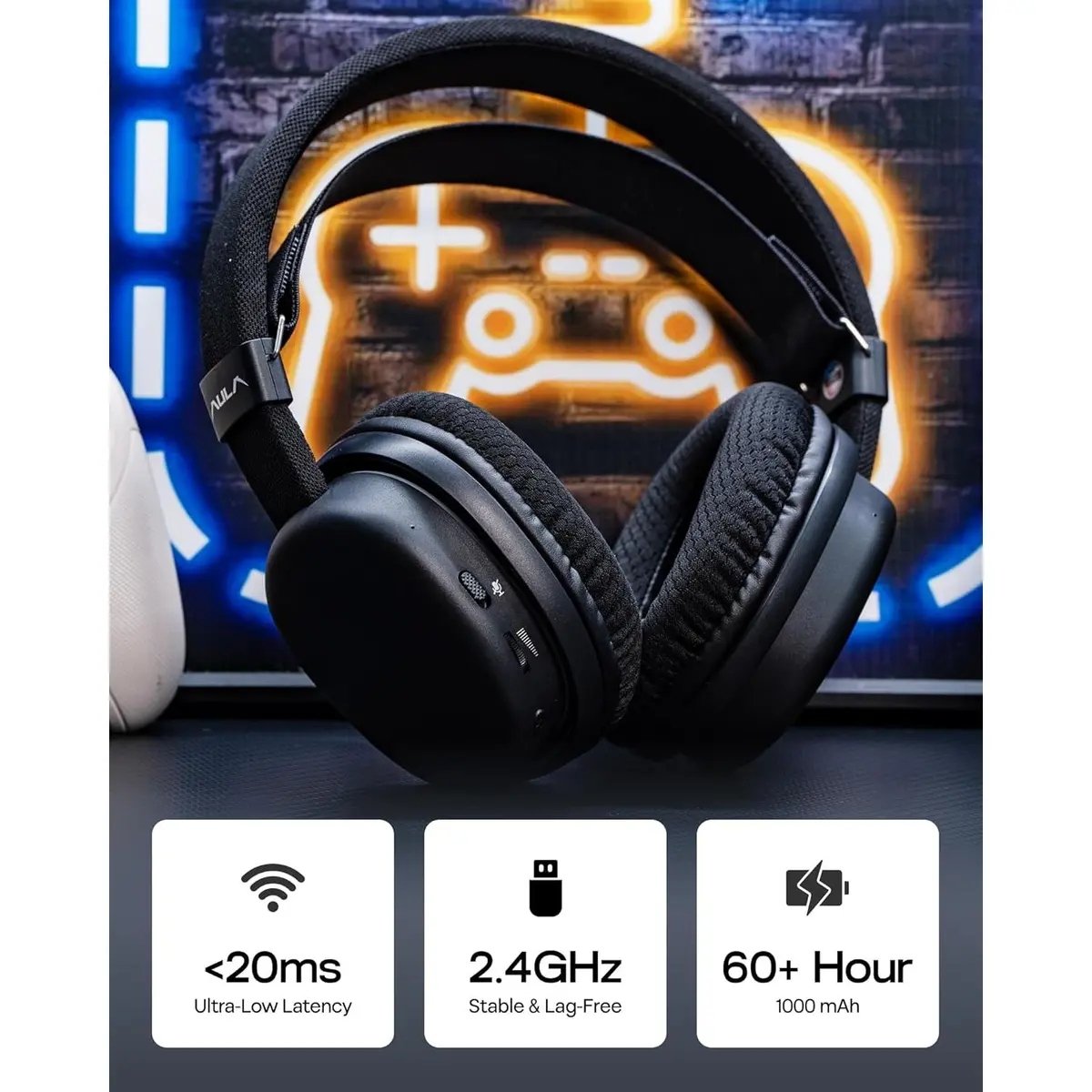 AULA G7 Black Wireless Gaming Headset — 3