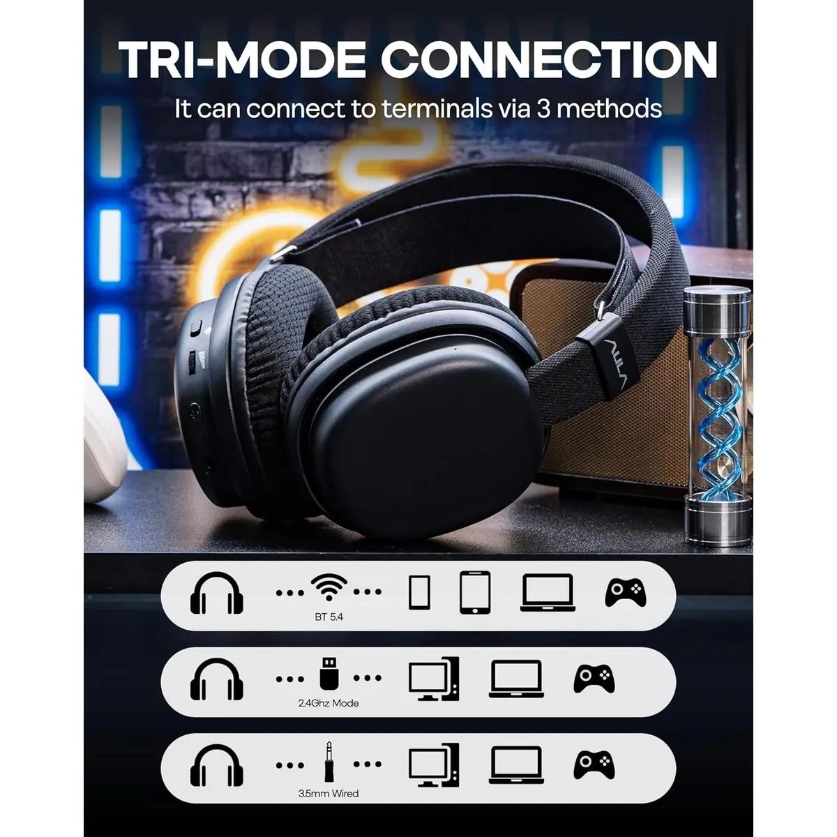 AULA G7 Black Wireless Gaming Headset — 4