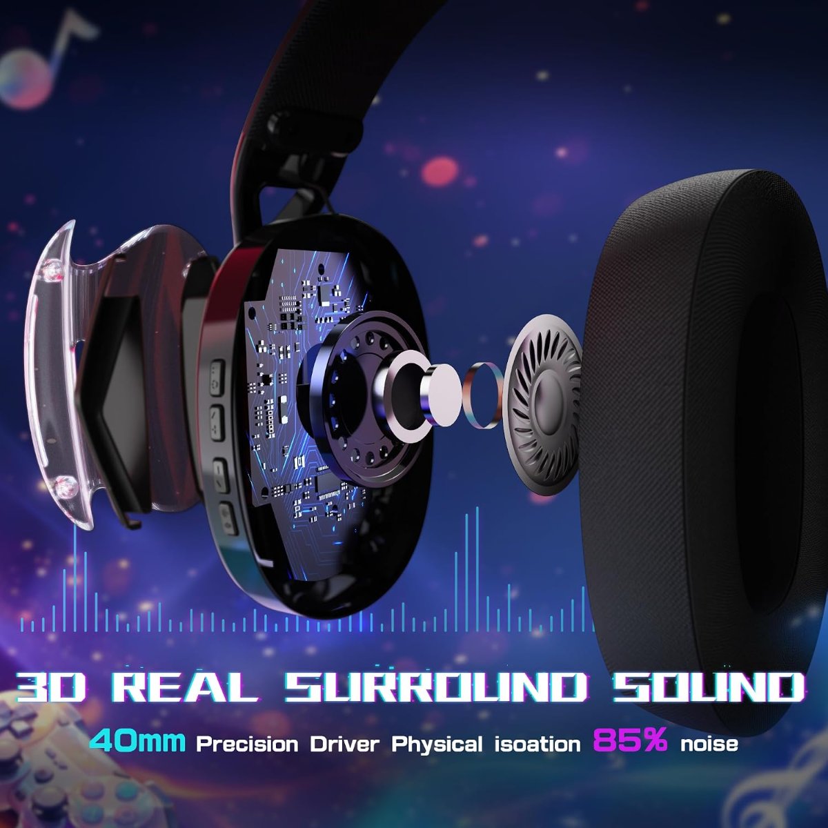 Attack Shark L60 Gaming Headset – Wireless 3-in-1 — 3