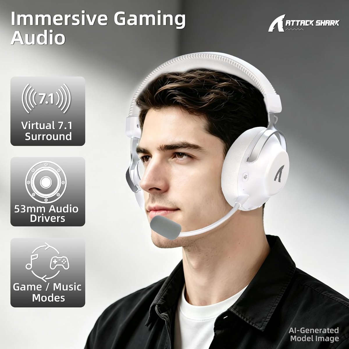 Attack Shark L50 Pro Gaming Headset – 7.1 Surround — 4